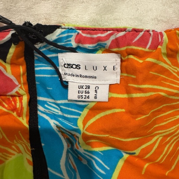 ASOS LUXE CURVE PEEKABOO FLARE SLEEVE SHIRT DRESS FLORAL bright - Picture 5 of 8